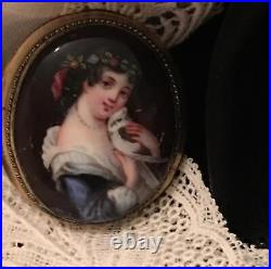 Miniature Portrait Brooch Cameo Mme Elizabeth France Victorian Gold Hand Paint