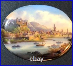 Miniature Portrait Lady Hand Painted Civil War Period Brooch Victorian Brooch