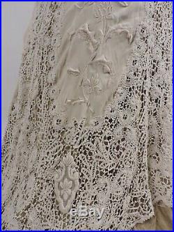 Most Romantic Victorian Hand Made Lace & Embr Silk Wedding Skirt For Dress