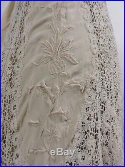 Most Romantic Victorian Hand Made Lace & Embr Silk Wedding Skirt For Dress