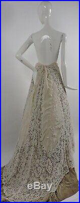 Most Romantic Victorian Hand Made Lace & Embr Silk Wedding Skirt For Dress