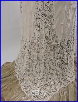 Most Romantic Victorian Hand Made Lace & Embr Silk Wedding Skirt For Dress