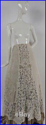 Most Romantic Victorian Hand Made Lace & Embr Silk Wedding Skirt For Dress