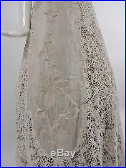 Most Romantic Victorian Hand Made Lace & Embr Silk Wedding Skirt For Dress