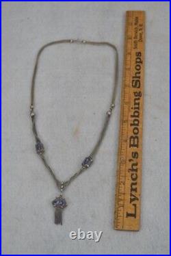 Necklace silver enamel cloisonné pendant Victorian 20 original 19th antique