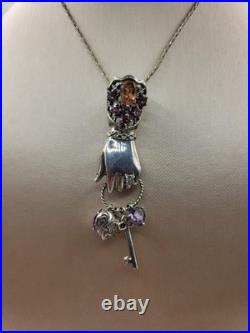 Nicky Butler 2 Pc Victorian Sterling Gemstones Hand Pendant Necklace & Earrings Nicky Butler 2 Pc Victorian Sterling Gemstones Hand Pendant Necklace & Earrings