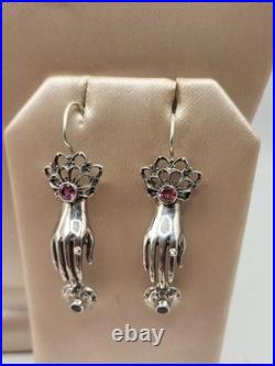 Nicky Butler 2 Pc Victorian Sterling Gemstones Hand Pendant Necklace & Earrings Nicky Butler 2 Pc Victorian Sterling Gemstones Hand Pendant Necklace & Earrings