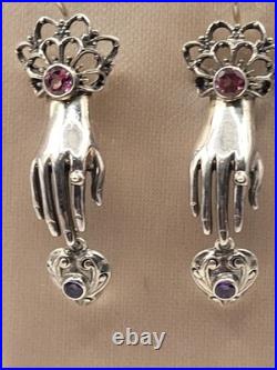 Nicky Butler 2 Pc Victorian Sterling Gemstones Hand Pendant Necklace & Earrings Nicky Butler 2 Pc Victorian Sterling Gemstones Hand Pendant Necklace & Earrings