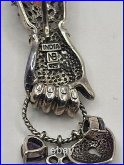 Nicky Butler 2 Pc Victorian Sterling Gemstones Hand Pendant Necklace & Earrings Nicky Butler 2 Pc Victorian Sterling Gemstones Hand Pendant Necklace & Earrings