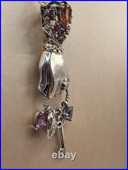 Nicky Butler 2 Pc Victorian Sterling Gemstones Hand Pendant Necklace & Earrings Nicky Butler 2 Pc Victorian Sterling Gemstones Hand Pendant Necklace & Earrings