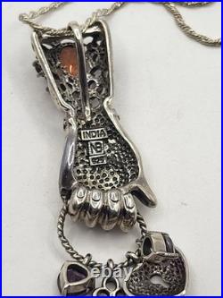 Nicky Butler 2 Pc Victorian Sterling Gemstones Hand Pendant Necklace & Earrings Nicky Butler 2 Pc Victorian Sterling Gemstones Hand Pendant Necklace & Earrings