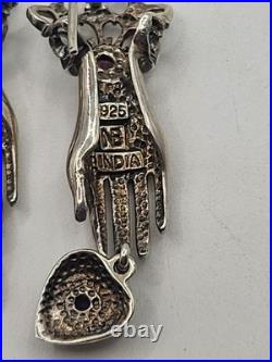 Nicky Butler 2 Pc Victorian Sterling Gemstones Hand Pendant Necklace & Earrings Nicky Butler 2 Pc Victorian Sterling Gemstones Hand Pendant Necklace & Earrings