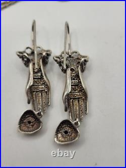 Nicky Butler 2 Pc Victorian Sterling Gemstones Hand Pendant Necklace & Earrings Nicky Butler 2 Pc Victorian Sterling Gemstones Hand Pendant Necklace & Earrings