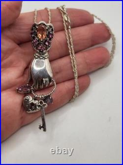 Nicky Butler 2 Pc Victorian Sterling Gemstones Hand Pendant Necklace & Earrings Nicky Butler 2 Pc Victorian Sterling Gemstones Hand Pendant Necklace & Earrings