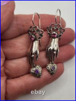 Nicky Butler 2 Pc Victorian Sterling Gemstones Hand Pendant Necklace & Earrings Nicky Butler 2 Pc Victorian Sterling Gemstones Hand Pendant Necklace & Earrings