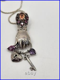 Nicky Butler 2 Pc Victorian Sterling Gemstones Hand Pendant Necklace & Earrings Nicky Butler 2 Pc Victorian Sterling Gemstones Hand Pendant Necklace & Earrings