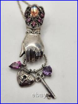 Nicky Butler 2 Pc Victorian Sterling Gemstones Hand Pendant Necklace & Earrings Nicky Butler 2 Pc Victorian Sterling Gemstones Hand Pendant Necklace & Earrings