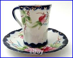 Nippon Chocolate Pot Set 13 pieces, by TE-OH China, Hand Painted Roses, Antique