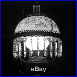 Numbered Hand Painted Milk Glass Hanging Kerosene Oil Lamp Shade