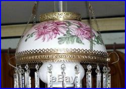 Numbered Hand Painted Milk Glass Hanging Kerosene Oil Lamp Shade