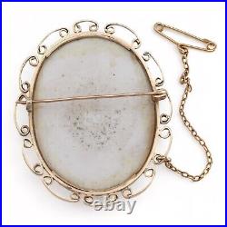 OBJET D'ART Victorian 9K Rose Gold Painted Porcelain Miniature Portrait Brooch