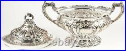 Old Gorham 5pc Sterling Silver Hand Chased CHANTILLY GRAND Tea & Coffee Set