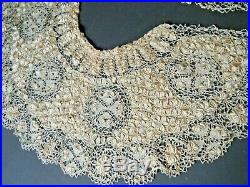 Old Victorian 19C Bertha Collar Silk Maltese Bobbin Lace divine hand made