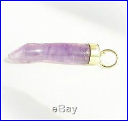 Old antique Victorian amethyst 14ct gold figa hand charm pendant