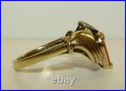 One Of A Kind, Antique Victorian 14 Ct Gold Fede Gimmel Hearts & Hands Ring