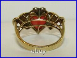 One Of A Kind, Antique Victorian 14 Ct Gold Fede Gimmel Hearts & Hands Ring