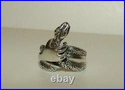 One Of A Kind, Rare, Antique Victorian Sterling Silver Snake In A Hand Ring