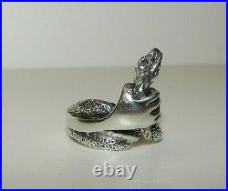 One Of A Kind, Rare, Antique Victorian Sterling Silver Snake In A Hand Ring