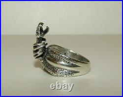 One Of A Kind, Rare, Antique Victorian Sterling Silver Snake In A Hand Ring