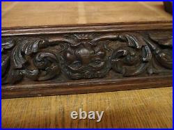 Original Antique Victorian Hand Carved Oak Breakfront Cornice Pediment Green Man