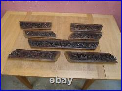 Original Antique Victorian Hand Carved Oak Breakfront Cornice Pediment Green Man