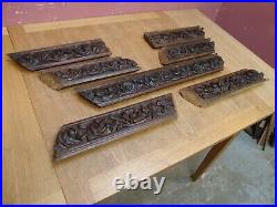 Original Antique Victorian Hand Carved Oak Breakfront Cornice Pediment Green Man