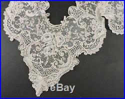 Ornate Victorian 19th C Hand Made Point De Gaze Lace Insert / Collar For Dress