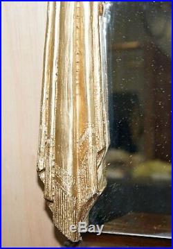 Ornately Hand Carved Antique Giltwood Over Mantle Mirror Restored Lovely Find