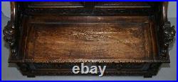 Ornately Hand Carved Early Victorian Circa 1840 Settle Hall Bench With Storage