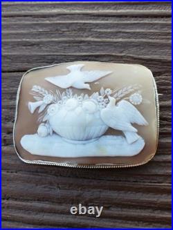 Outstanding Victorian Hand Carved Cameo Set Silver