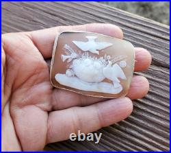 Outstanding Victorian Hand Carved Cameo Set Silver