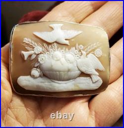 Outstanding Victorian Hand Carved Cameo Set Silver
