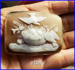 Outstanding Victorian Hand Carved Cameo Set Silver