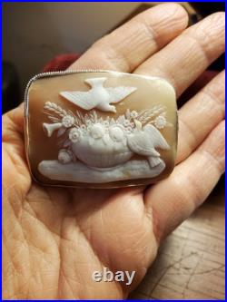 Outstanding Victorian Hand Carved Cameo Set Silver