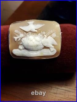 Outstanding Victorian Hand Carved Cameo Set Silver