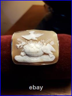 Outstanding Victorian Hand Carved Cameo Set Silver