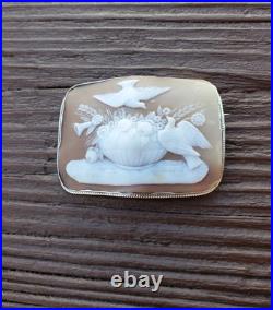 Outstanding Victorian Hand Carved Cameo Set Silver