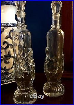 PAIR-Right & Left VICTORIAN FIGURAL HAND HOLDING BOTTLE Bottles GLASS STOPPERS