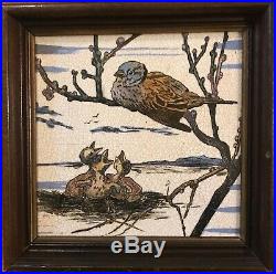 Pair Antique (19C) Brown-Westhead Moore Tiles-Hand Painted/Framed-Rare