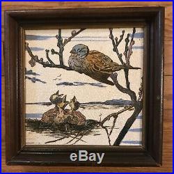Pair Antique (19C) Brown-Westhead Moore Tiles-Hand Painted/Framed-Rare